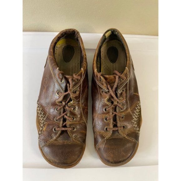 Dr. Marten's Air Brown Leather Distressed Patchwork Stitch Lace Sneaker - Picture 10 of 10